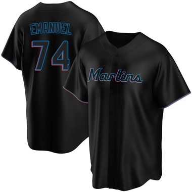 Black Kent Emanuel Men's Miami Marlins Alternate Jersey - Replica Big Tall