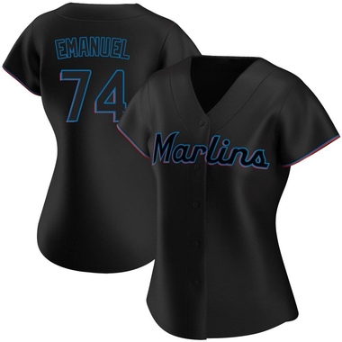 Black Kent Emanuel Women's Miami Marlins Alternate Jersey - Authentic Plus Size