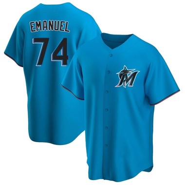 Blue Kent Emanuel Men's Miami Marlins Alternate Jersey - Replica Big Tall